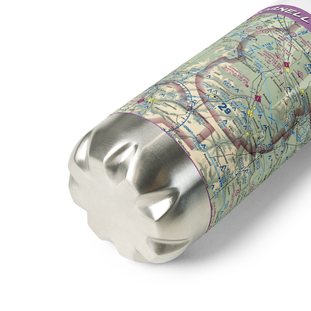 Hornell Municipal Airport (HTF) VFR Sectional Water Bottle 
