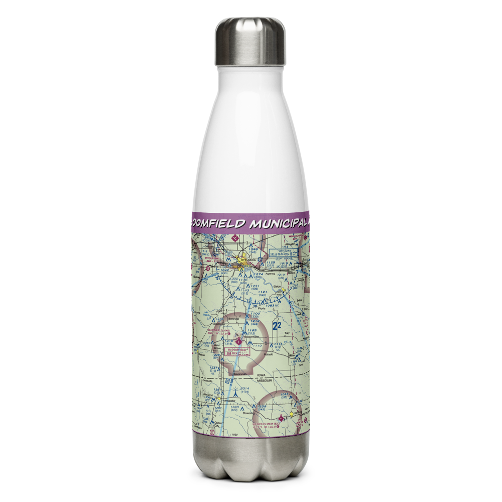 Bloomfield Municipal Airport (4K6) VFR Sectional Water Bottle 