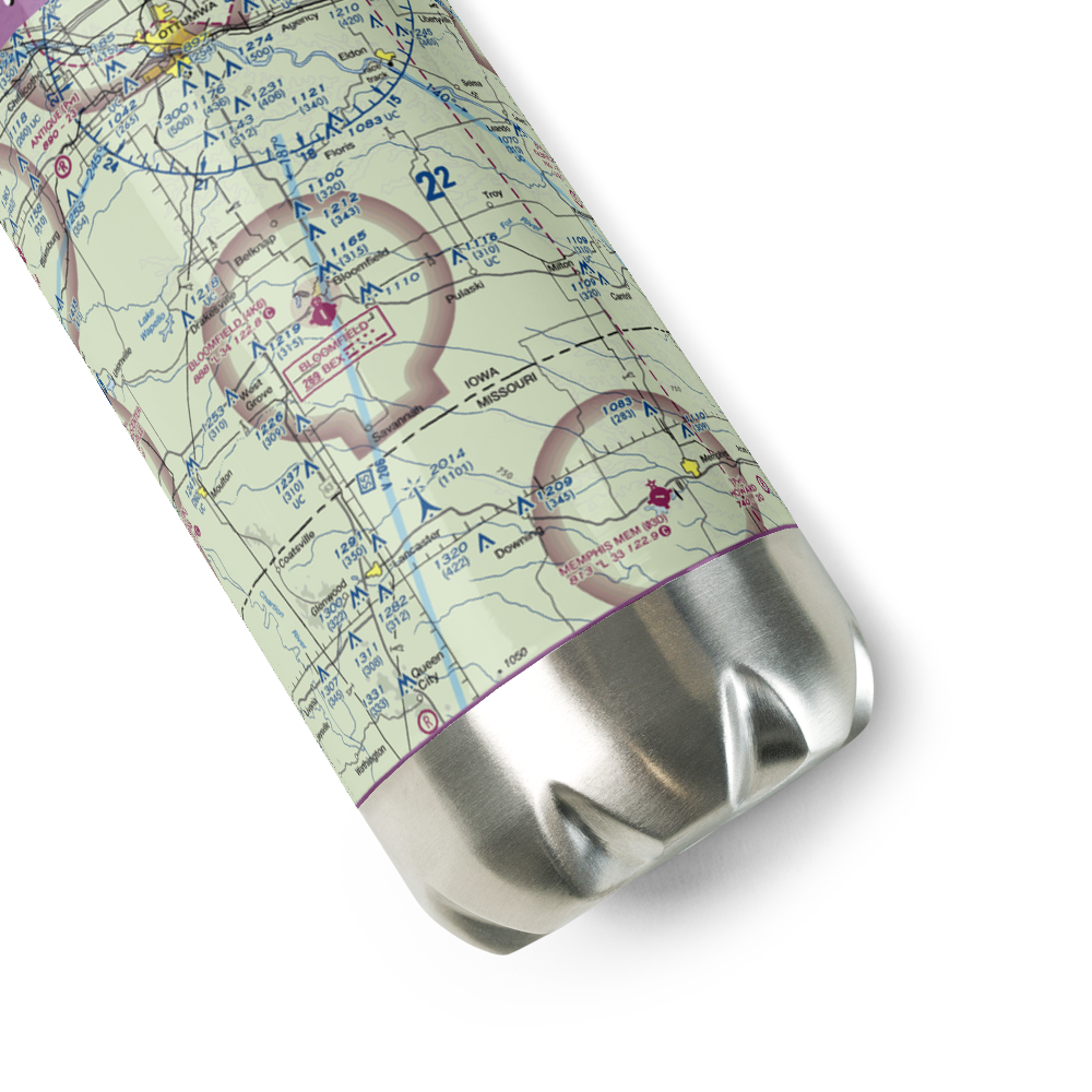 Bloomfield Municipal Airport (4K6) VFR Sectional Water Bottle 