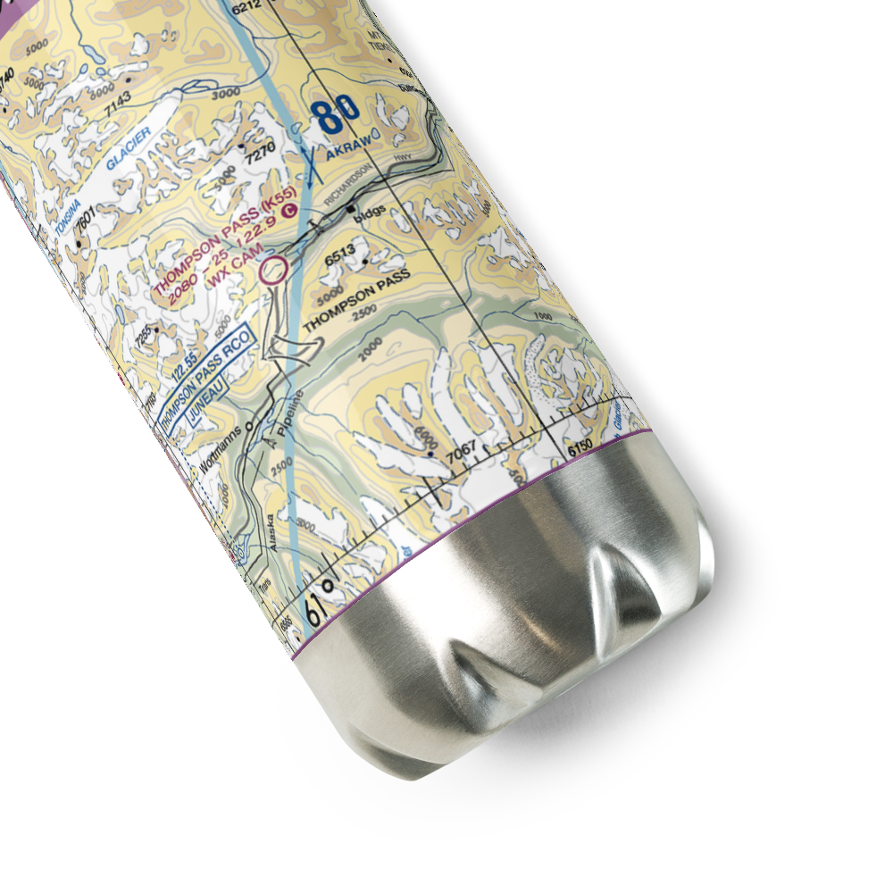 Thompson Pass Airport (K55) VFR Sectional Water Bottle 