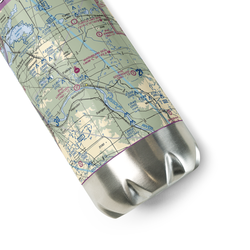 Washburn Municipal Airport (5C8) VFR Sectional Water Bottle 