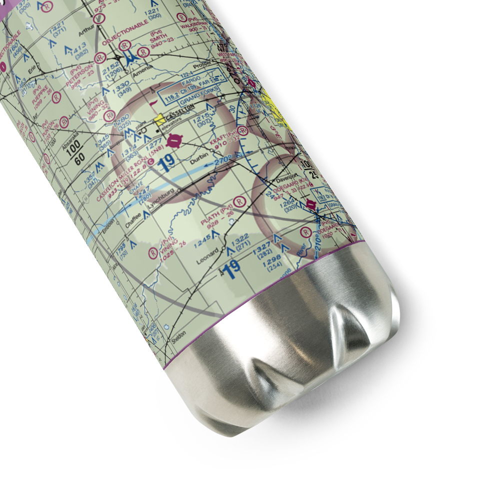 Casselton Robert Miller Regional Airport (5N8) VFR Sectional Water Bottle 
