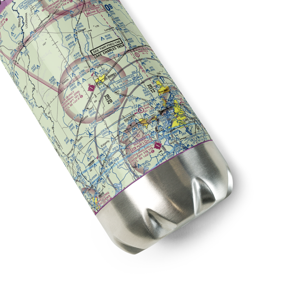 De Quincy Industrial Airpark (5R8) VFR Sectional Water Bottle 