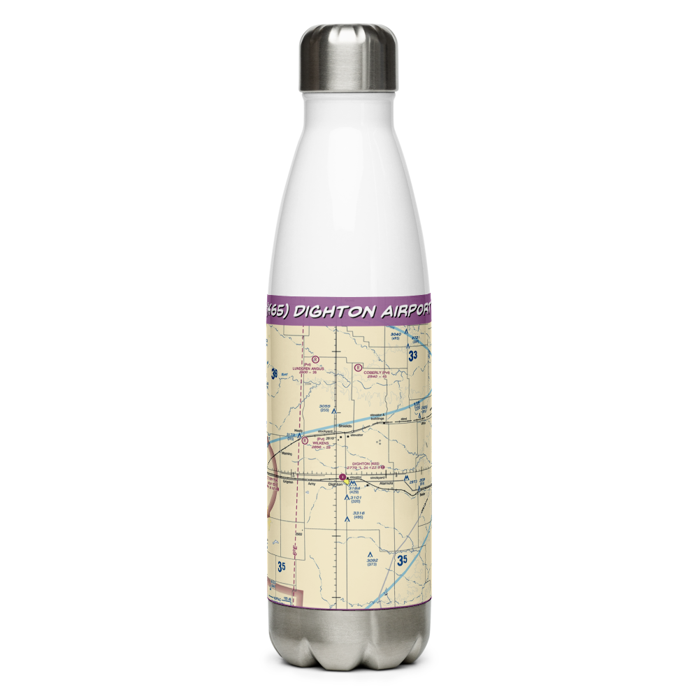 Dighton Airport (K65) VFR Sectional Water Bottle 