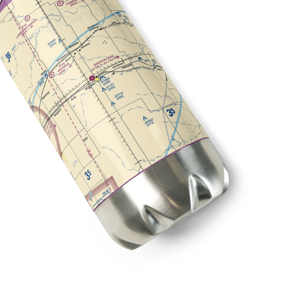 Dighton Airport (K65) VFR Sectional Water Bottle 