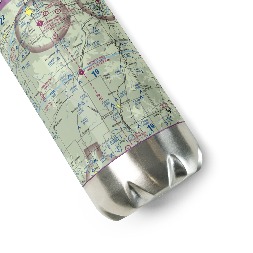 Garnett Municipal Airport (K68) VFR Sectional Water Bottle 