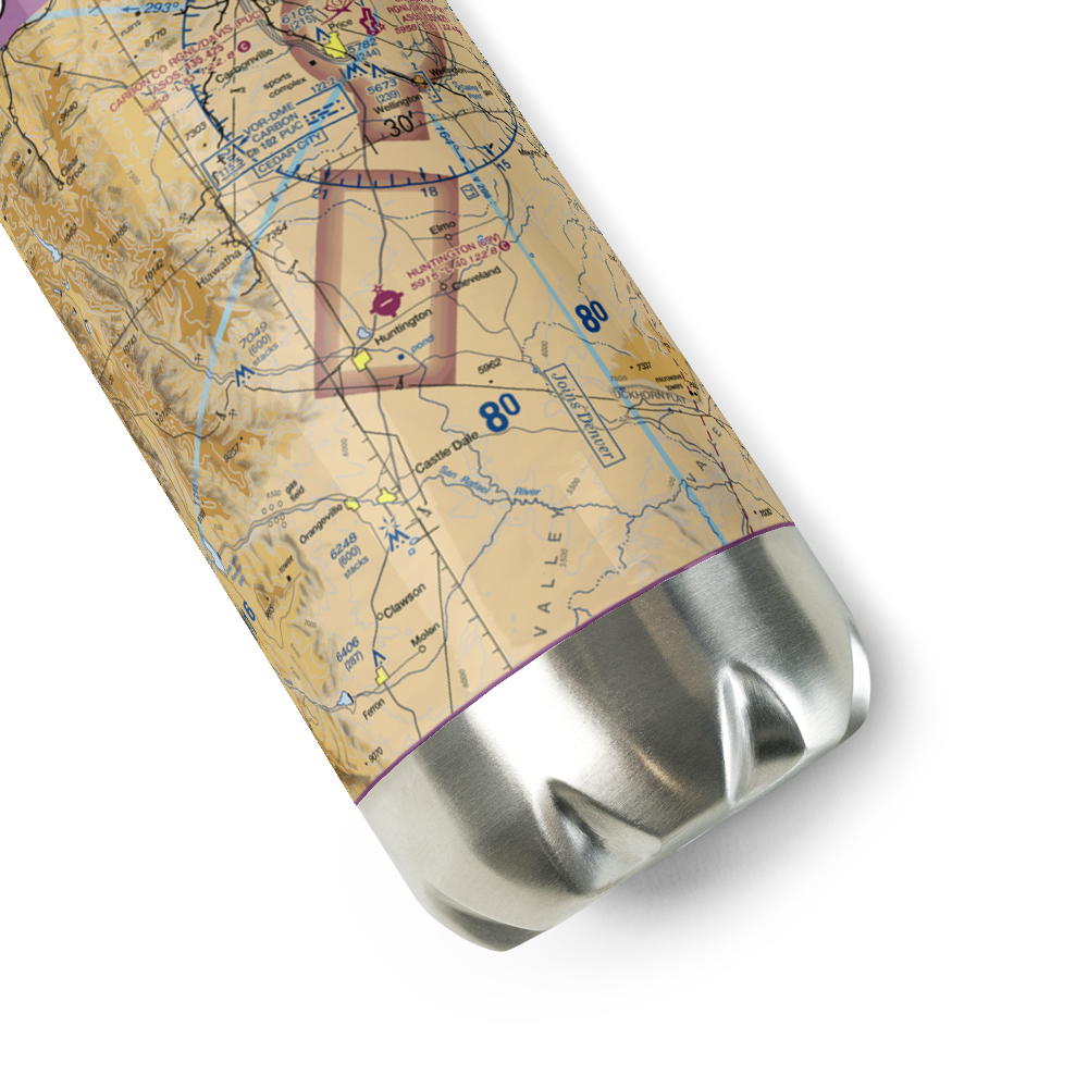 Huntington Municipal Airport (69V) VFR Sectional Water Bottle 