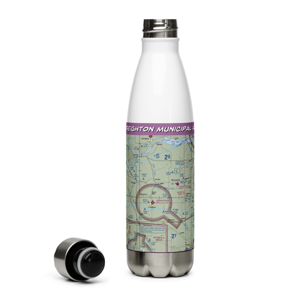 Creighton Municipal Airport (6K3) VFR Sectional Water Bottle 