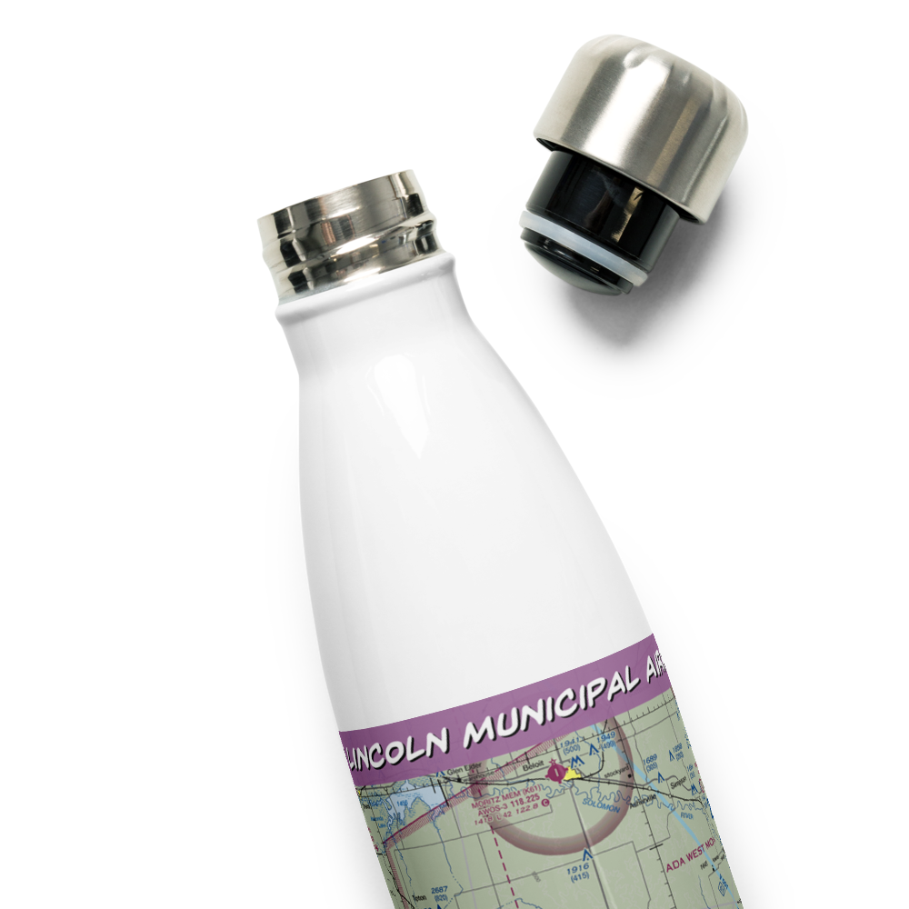 Lincoln Municipal Airport (K71) VFR Sectional Water Bottle 