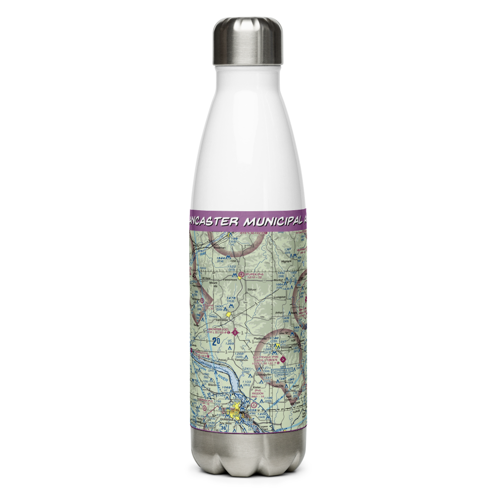 Lancaster Municipal Airport (73C) VFR Sectional Water Bottle 