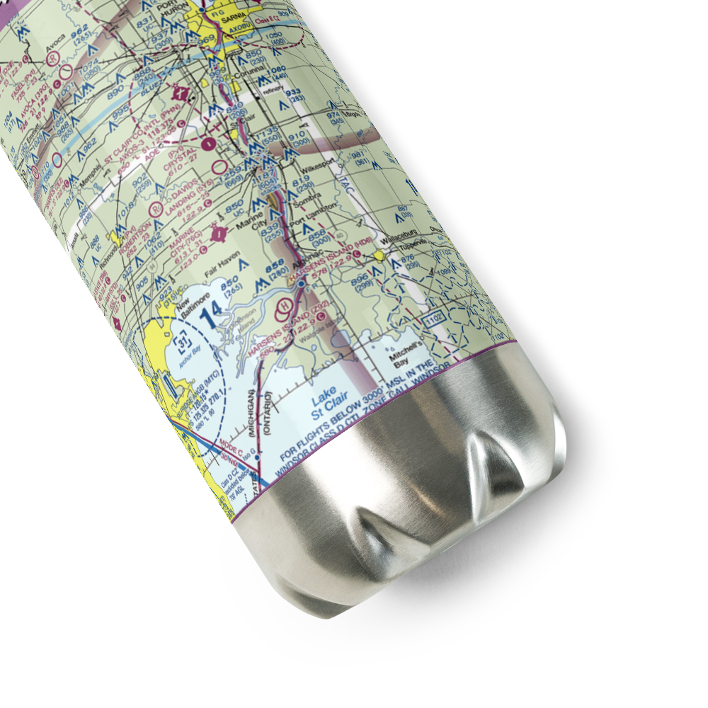 Marine City Airport (76G) VFR Sectional Water Bottle 