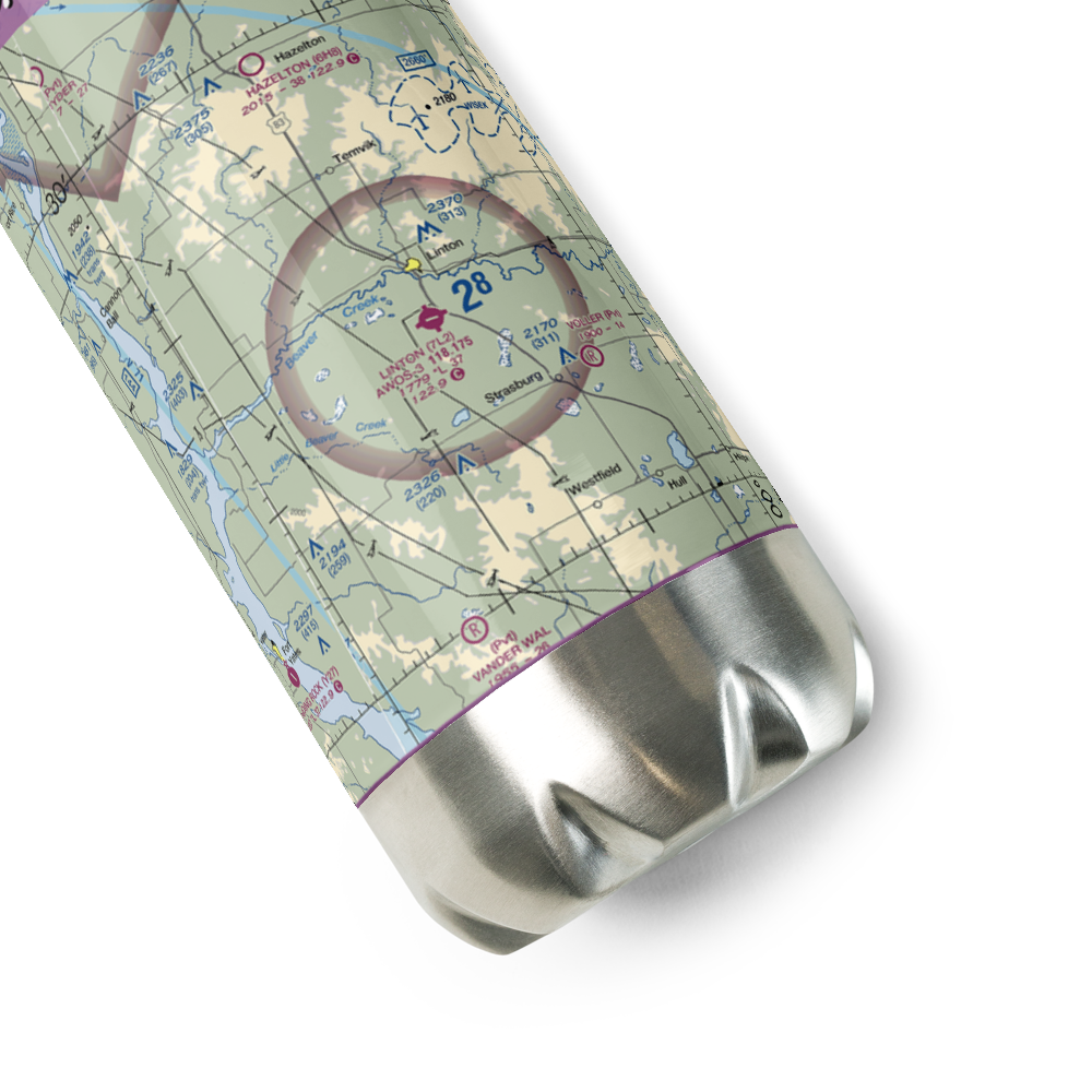 Linton Municipal Airport (7L2) VFR Sectional Water Bottle 