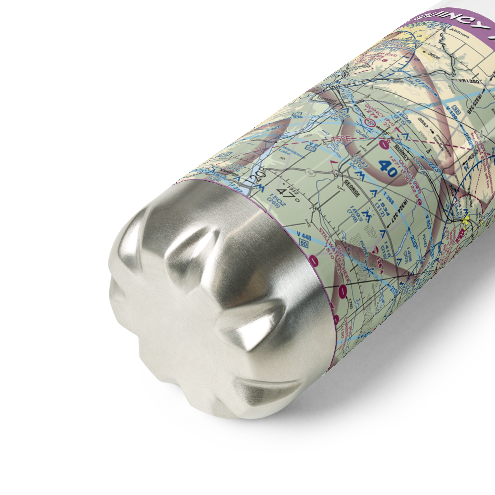 Quincy Municipal Airport (80T) VFR Sectional Water Bottle 