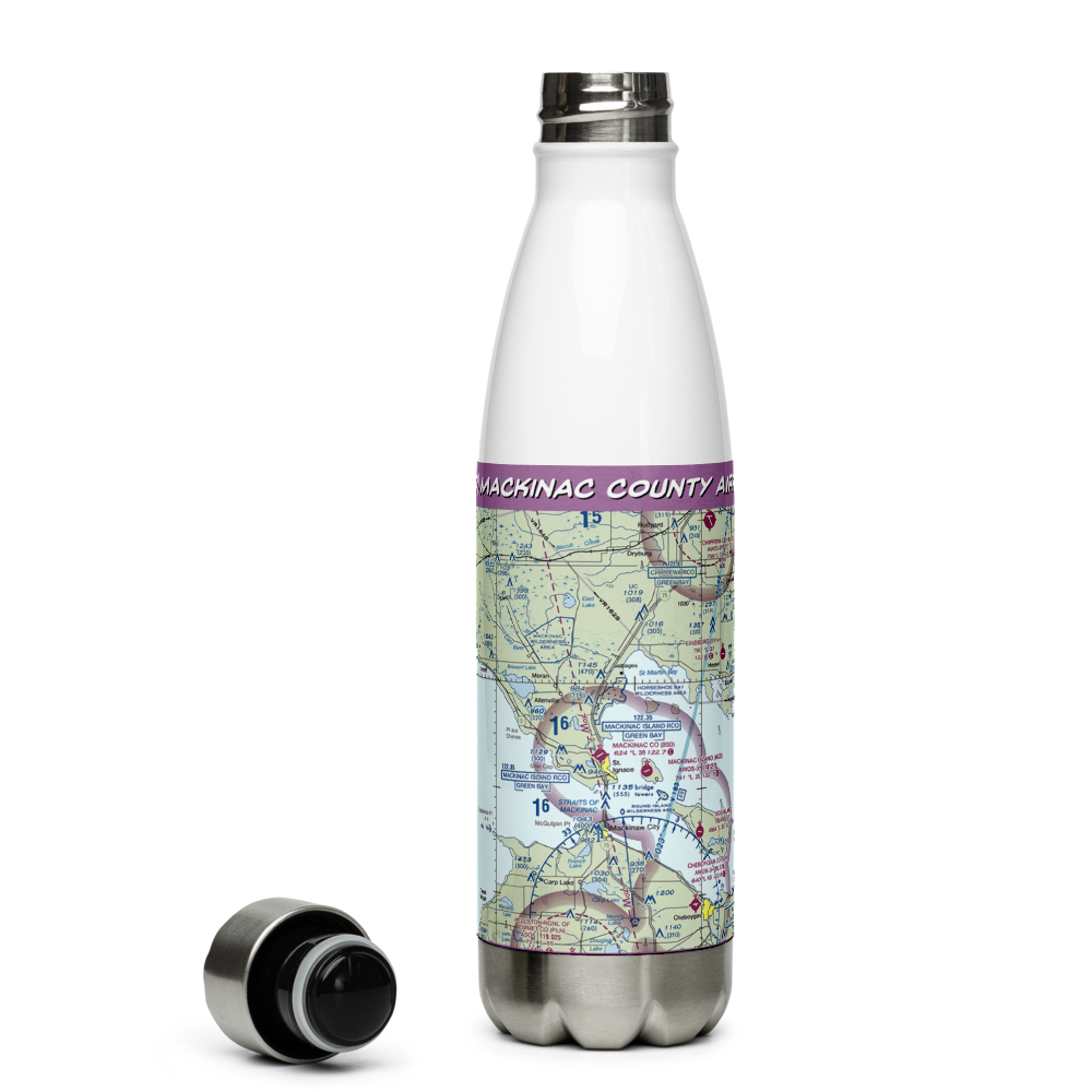 Mackinac County Airport (83D) VFR Sectional Water Bottle 