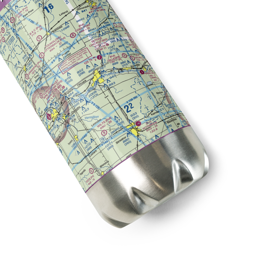 Skydive Chicago Airport (8N2) VFR Sectional Water Bottle 
