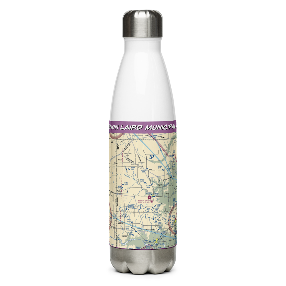 Mignon Laird Municipal Airport (93F) VFR Sectional Water Bottle 