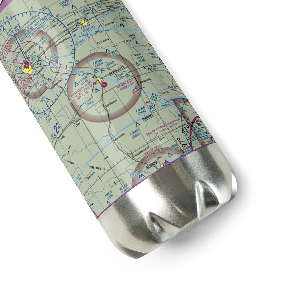 David City Municipal Airport (93Y) VFR Sectional Water Bottle 
