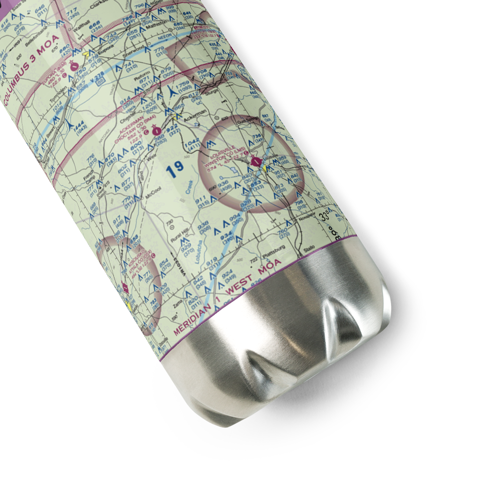 Ackerman Choctaw County Airport (9M4) VFR Sectional Water Bottle 