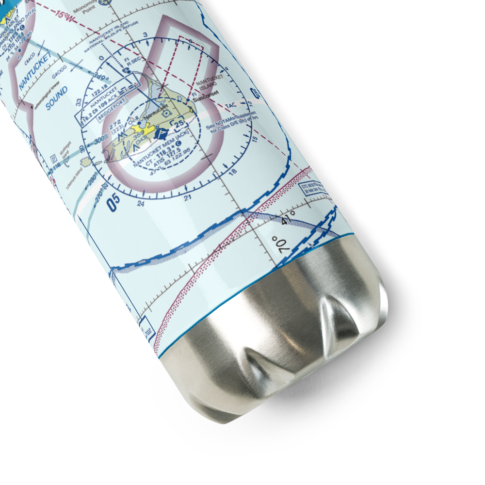 Nantucket Memorial Airport (ACK) VFR Sectional Water Bottle 