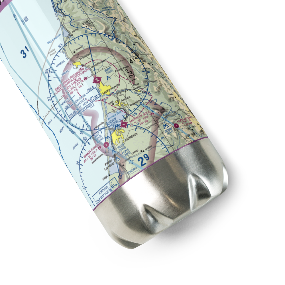 California Redwood Coast-Humboldt County Airport (ACV) VFR Sectional Water Bottle 
