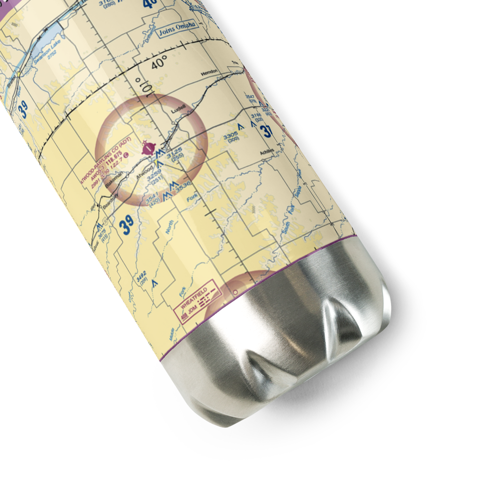 Atwood-Rawlins County City Airport (ADT) VFR Sectional Water Bottle 