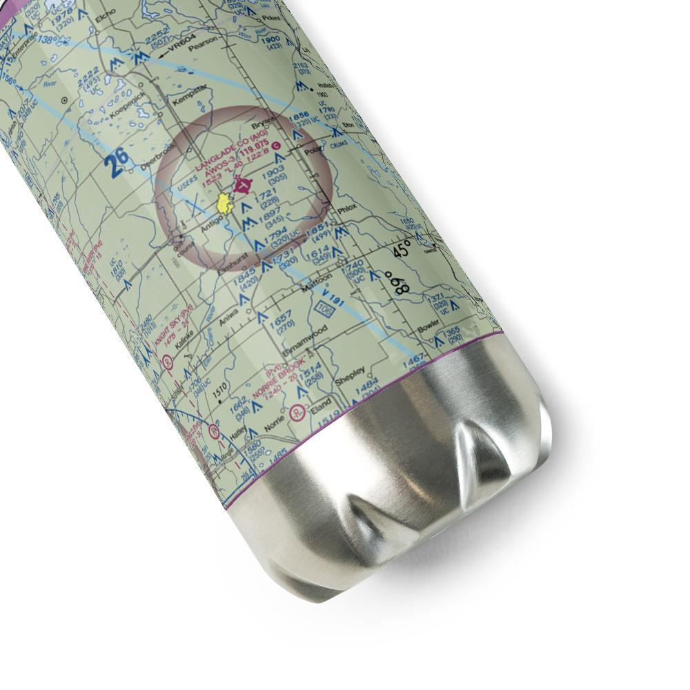 Langlade County Airport (AIG) VFR Sectional Water Bottle 