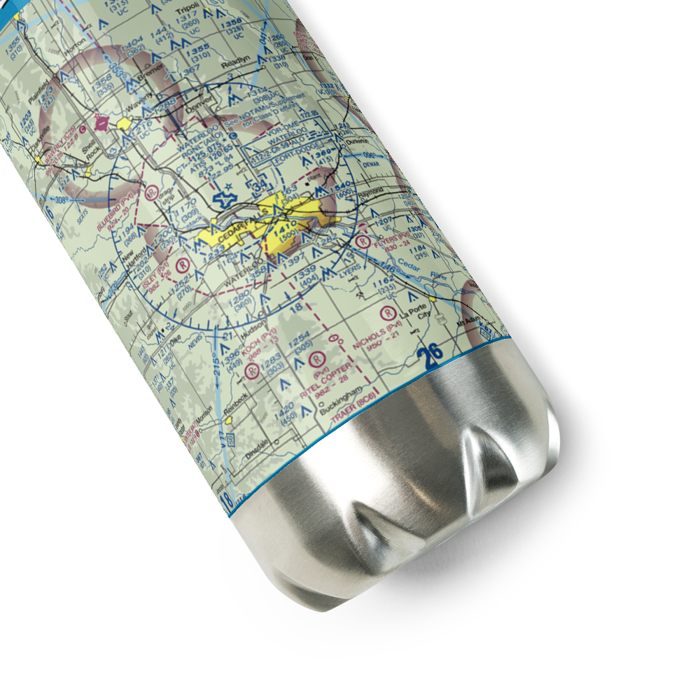 Waterloo Regional Airport (ALO) VFR Sectional Water Bottle 