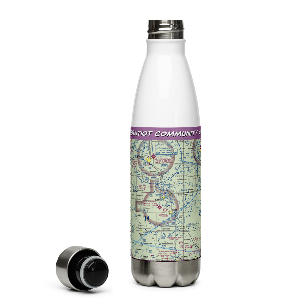 Gratiot Community Airport (AMN) VFR Sectional Water Bottle 