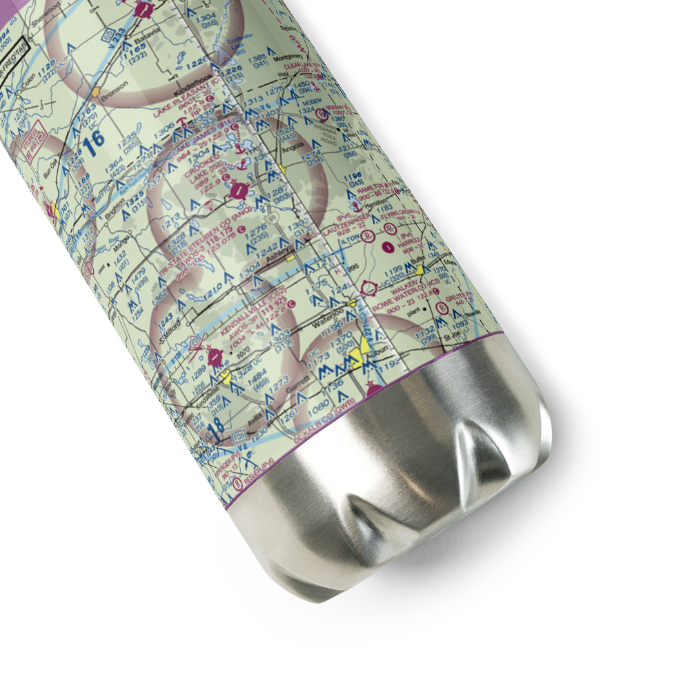 Tri State Steuben County Airport (ANQ) VFR Sectional Water Bottle 