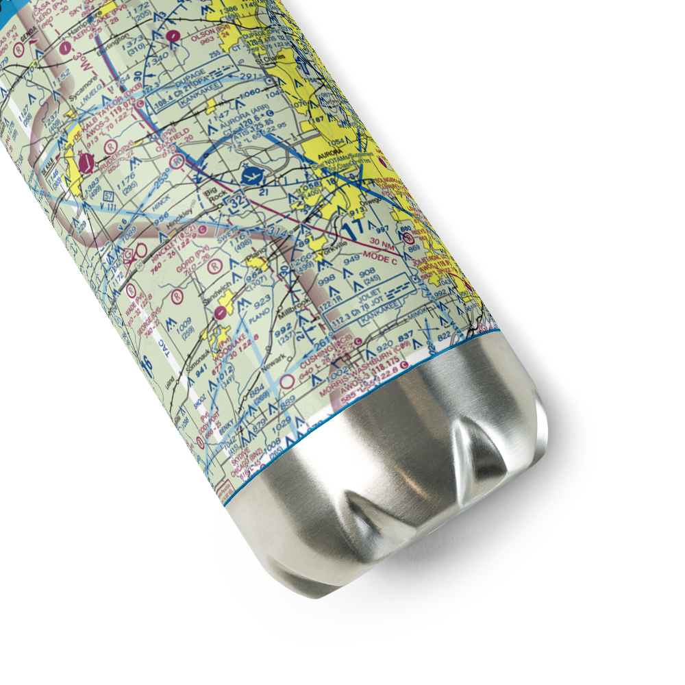 Aurora Municipal Airport (ARR) VFR Sectional Water Bottle 