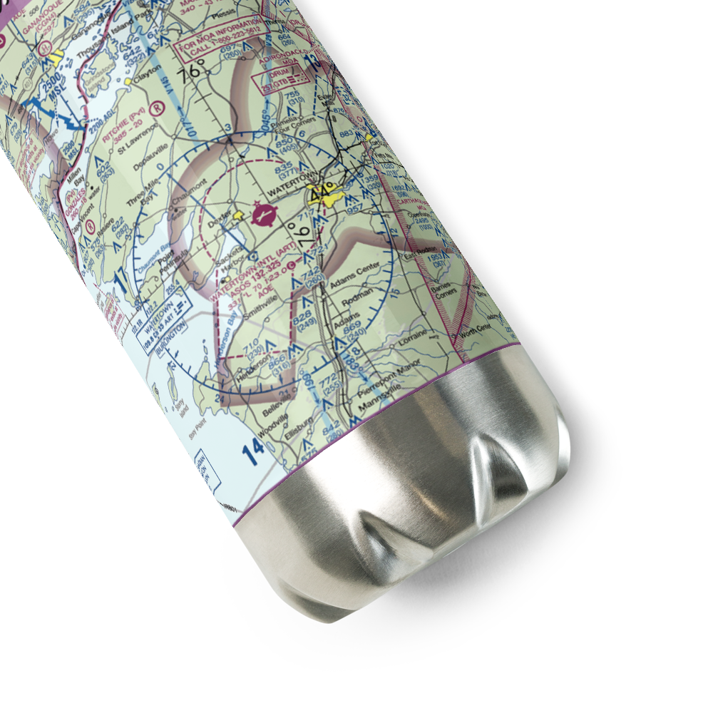 Watertown International Airport (ART) VFR Sectional Water Bottle 