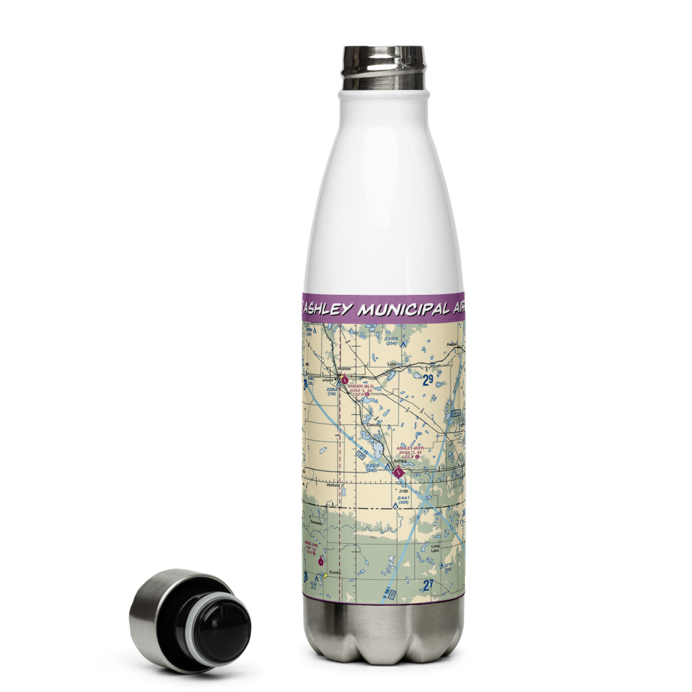 Ashley Municipal Airport (ASY) VFR Sectional Water Bottle 