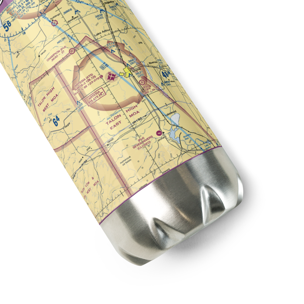 Artesia Municipal Airport (ATS) VFR Sectional Water Bottle 