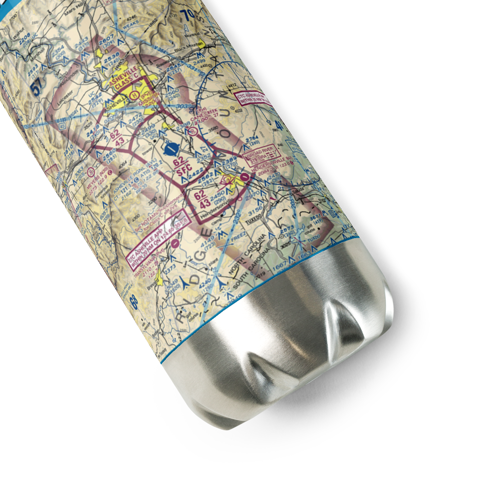 Asheville Regional Airport (AVL) VFR Sectional Water Bottle 