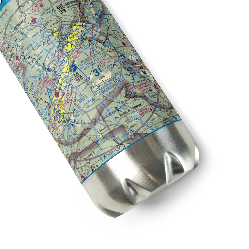 Wilkes Barre Scranton International Airport (AVP) VFR Sectional Water Bottle 