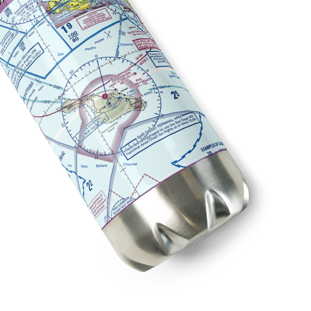 Catalina Airport (AVX) VFR Sectional Water Bottle 