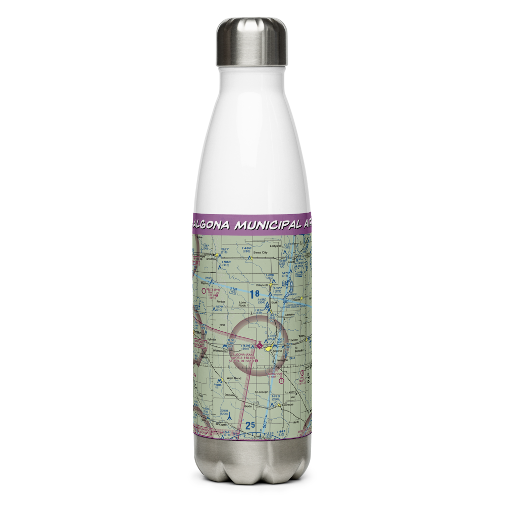 Algona Municipal Airport (AXA) VFR Sectional Water Bottle 