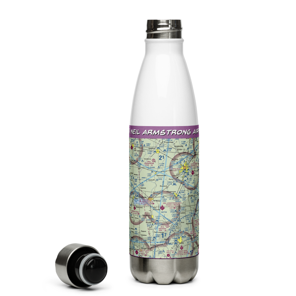 Neil Armstrong Airport (AXV) VFR Sectional Water Bottle 