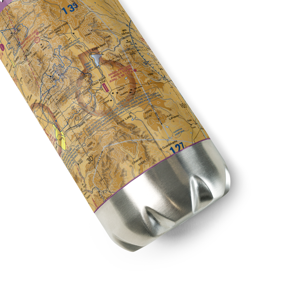 Angel Fire Airport (AXX) VFR Sectional Water Bottle 