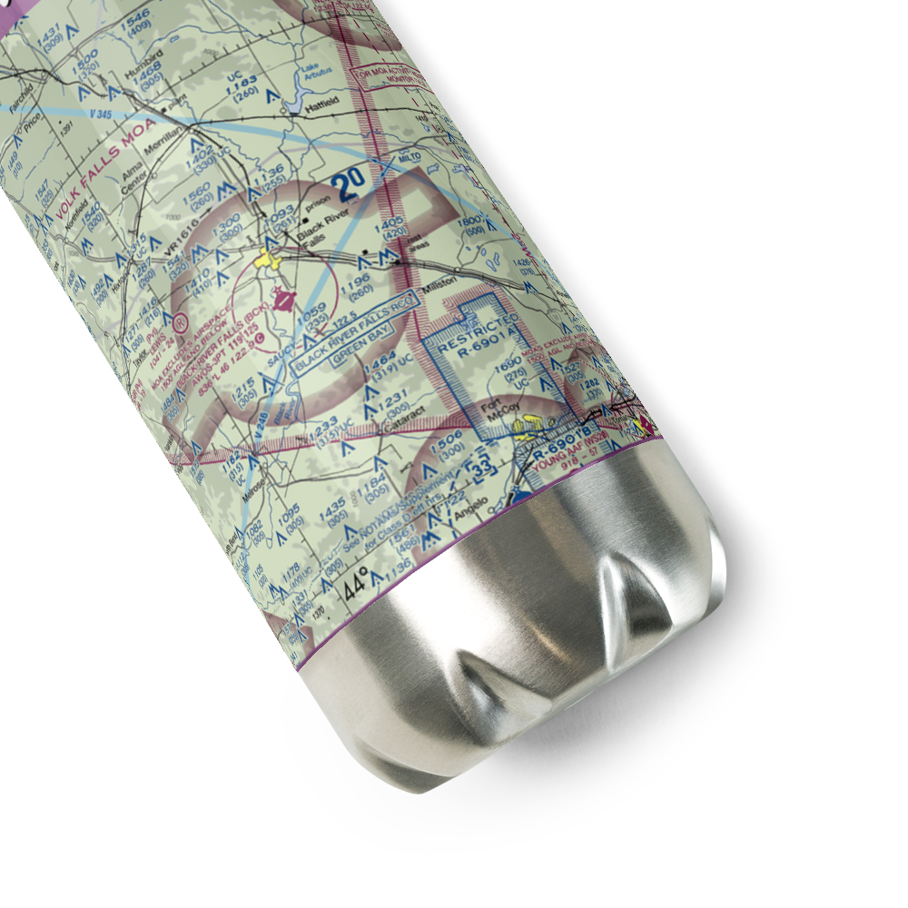 Black River Falls Area Airport (BCK) VFR Sectional Water Bottle 