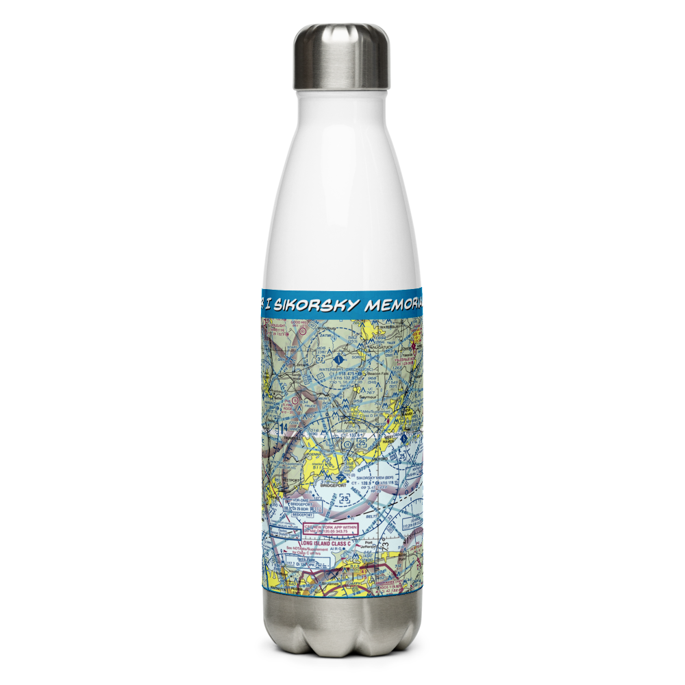 Igor I Sikorsky Memorial Airport (BDR) VFR Sectional Water Bottle 
