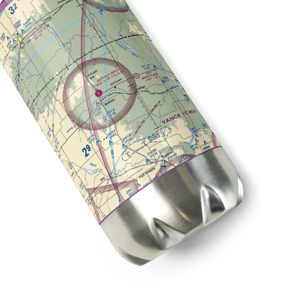 Buffalo Municipal Airport (BFK) VFR Sectional Water Bottle 