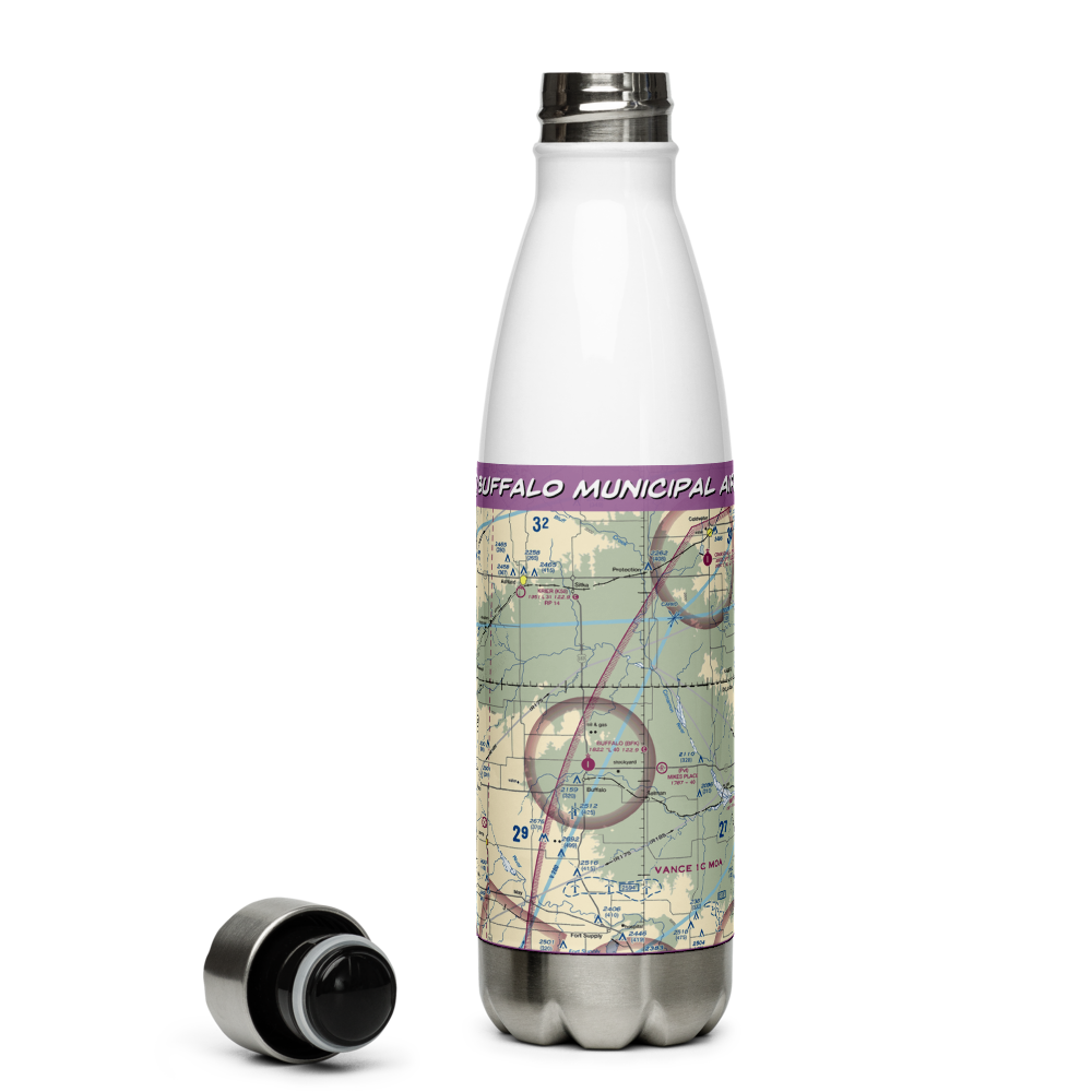 Buffalo Municipal Airport (BFK) VFR Sectional Water Bottle 