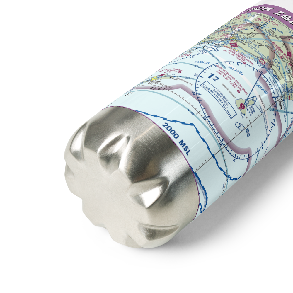 Block Island State Airport (BID) VFR Sectional Water Bottle 