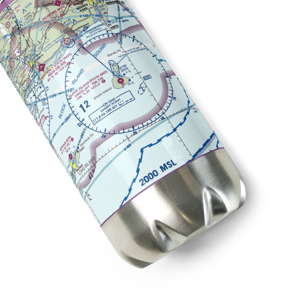 Block Island State Airport (BID) VFR Sectional Water Bottle 
