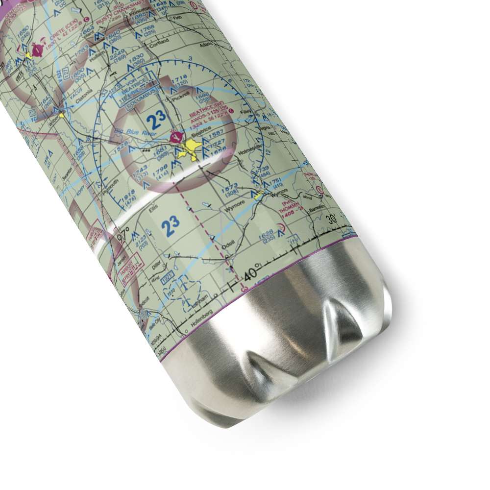 Beatrice Municipal Airport (BIE) VFR Sectional Water Bottle 