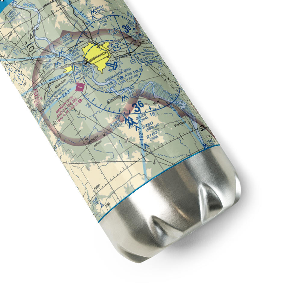 Bismarck Municipal Airport (BIS) VFR Sectional Water Bottle 