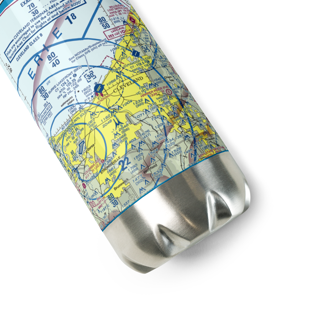 Burke Lakefront Airport (BKL) VFR Sectional Water Bottle 