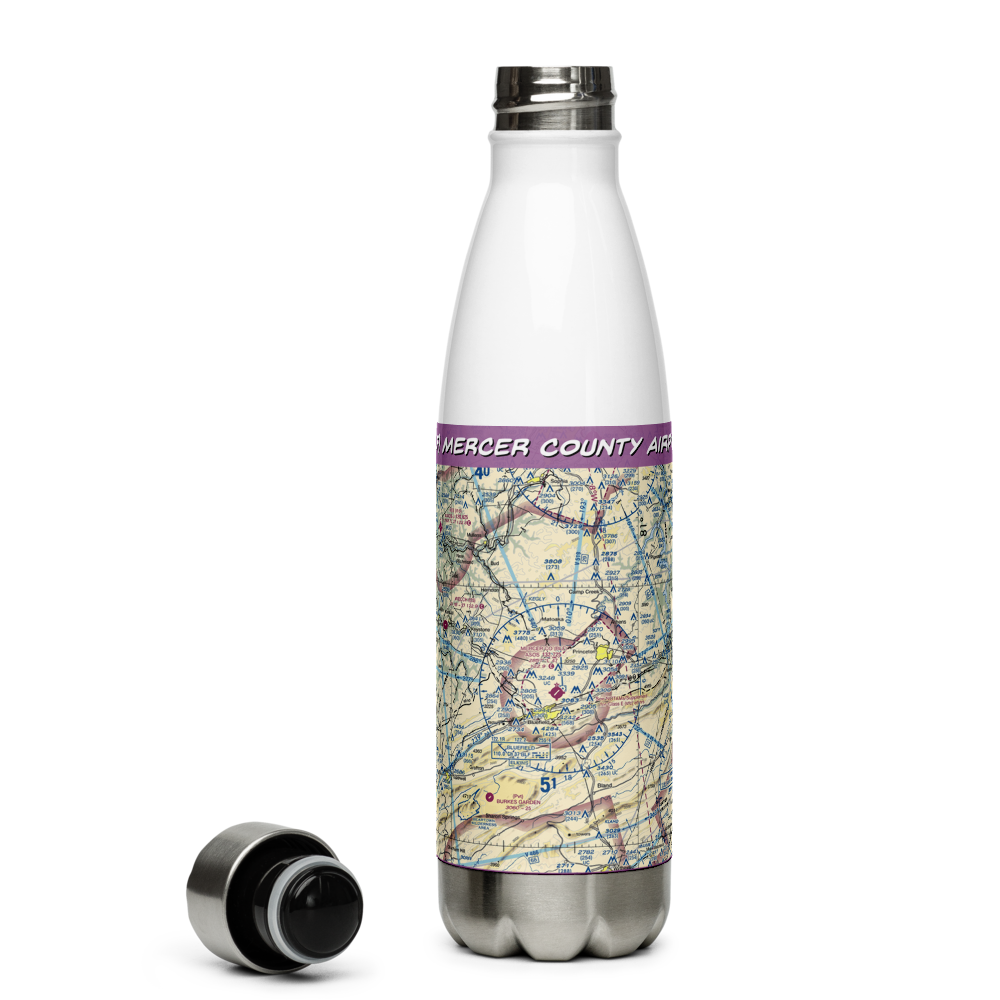 Mercer County Airport (BLF) VFR Sectional Water Bottle 