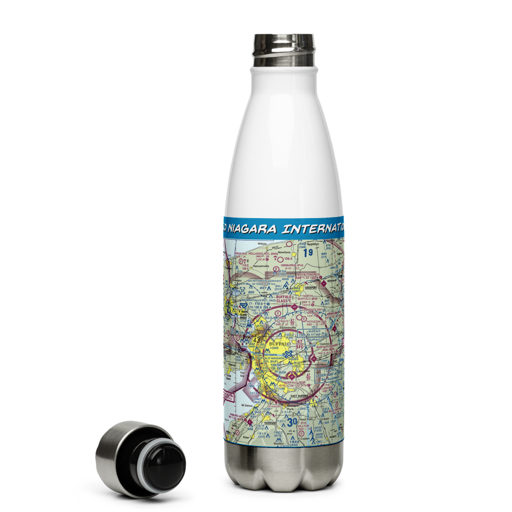 Buffalo Niagara International Airport (BUF) VFR Sectional Water Bottle 